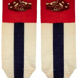 Large masonic lodge banner, two hands shaking