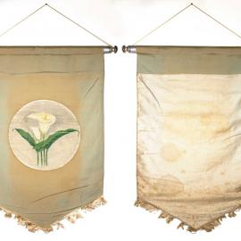 Lodge banner with print of a cala lily
