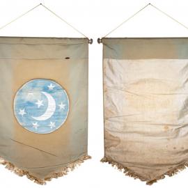 Lodge banner with print of crescent moon and 7 stars