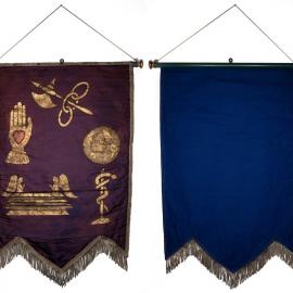 Lodge banner with multiple symbols