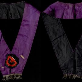 Ancient Independent Order of Odd Fellows, purple sash with black and red rosette