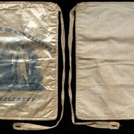 GUOOF Committee of Management, white satin apron with blue print