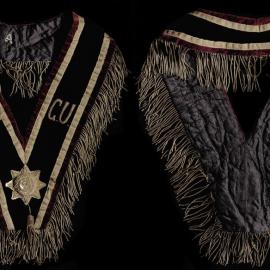 GUOOF, Past Noble Grands collar, black and maroon velvet with gold detail