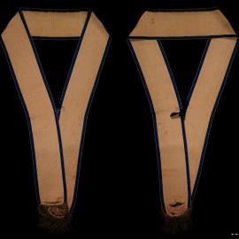 Masonic sash in beige with navy blue stripes