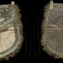 M.U.I.O.O.F., white apron, blue satin trim, silver detail and printed emblem