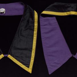 Masonic collar, black with yellow trim and purple backing