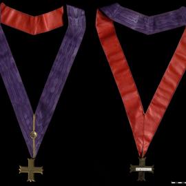 Collar, [Order of the Eastern Star], purple with crucifix pendant 