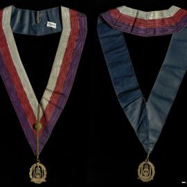 Collar, [Order of the Eastern Star], purple, red and silver, with gold pendant 
