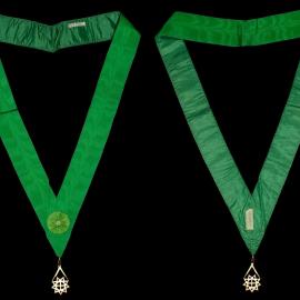 Collar, [Order of the Eastern Star], with green rosette and 9 pointed star