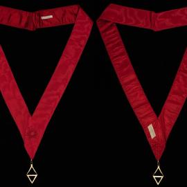 Collar, [Order of the Eastern Star], red with compass and inverted triangle pendant