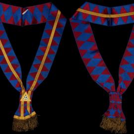 Royal Arch Masons sash with gold triple tau and gold ribbon detail
