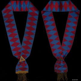 Royal Arch Masons sash in blue and red, with triple tau