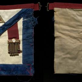 Apron, Royal Arch Masons, blue trim, triple tau symbols
