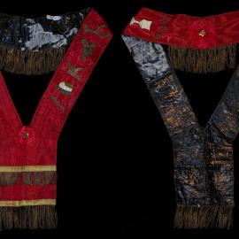 Sash, red with gold detail, R.S.K.