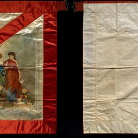 Apron, IO of Rechabites, SU, red trim, colourful print