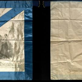 Apron, IO of Rechabites, SU, blue trim, monochrome print