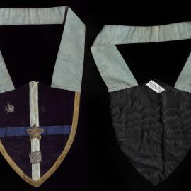 Collar, navy shield shaped panel, with crown, star, crucifix