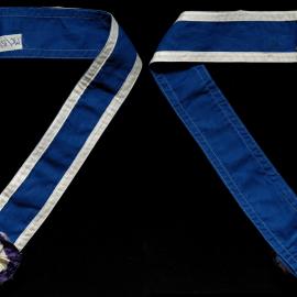 Collar, blue with white edge and rosette