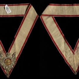 Collar, [Loyal Order of Ancient Shepherds], white with red stripe and medallion 