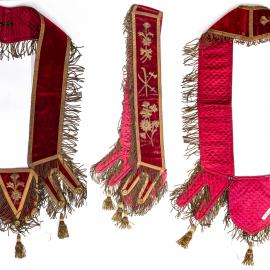 Sash, [Improved Order of Red Men], red with gold detail