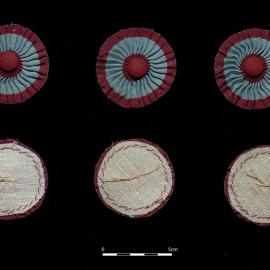 Three rossettes, regalia fittings