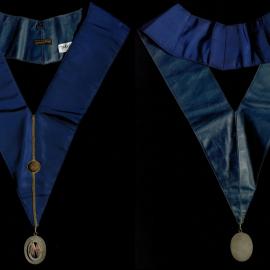 Masonic collar, blue with pendent with two Brittish flags