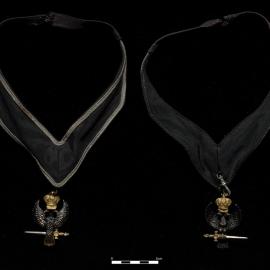 Masonic, double-headed eagle medallion on black collarette, Gordon Row