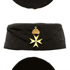Masonic black cap with Knights of Malta cross