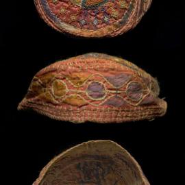 Masonic cap, pink with colourful embroidery all over