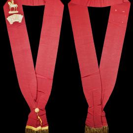 Red sash, Royal Antediluvian Order of Buffaloes, gold plate K.O.M.