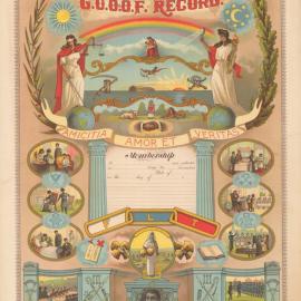 Certificate, Grand United Order of Odd Fellows, USA