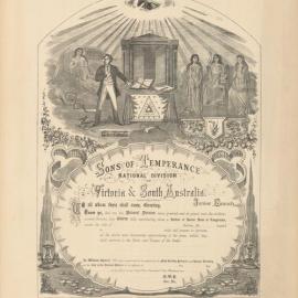 Certificate, Sons of Temperance National Division, Victoria and South Australia