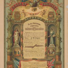 Certificate, J W Sayers, Independent Order of Foresters, 1897
