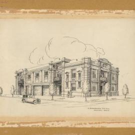 Architectural sketch by Edwin Summerhayes, Ancient Order of Foresters building, Perth, [1920s]
