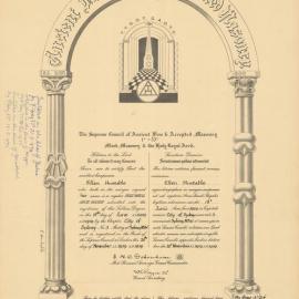 Certificate, Ellen Huxtable, Ancient Free and Accepted Masonry, 1959-1965