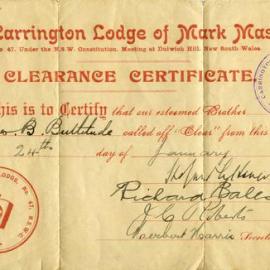 Carrington Lodge of Mark Masons, James Brown Bultitude, 1922