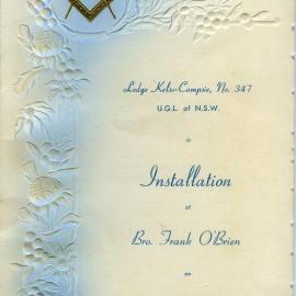 Booklet of Installation Proceedings for Brother Frank O'Brien, 1965
