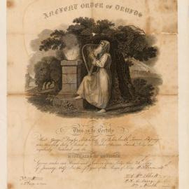 Certificate, George Douglas Mitchell, Ancient Order of Druids, 1837