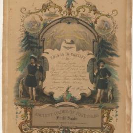Certificate, Members, Thomas Gaylor, Court No 2682, Ancient Order of Foresters, 1861