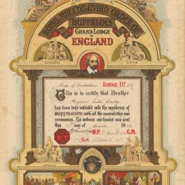 Certificate, Raymond Leslie Crawley, Pride of Bankstown Lodge No. 23, R.A.O.B., 1944