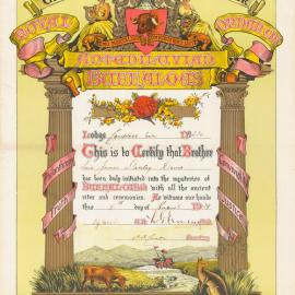 Certificate, Eric James Stanley Davis, Campbell Town Lodge, R.O.A.B., 1939