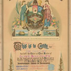 Certificate, Joyce Lewis, of the Haste to the Rescue Tent No. 10, Independent Order of Rechabites, 1942
