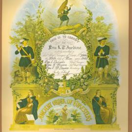 Certificate, L T Jardine, Ancient Order of Foresters