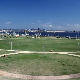 Foreshore Park with Carrington grain silos in the distance, Newcastle, NSW