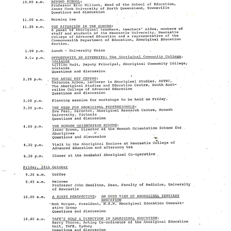 'Beyond School' Aboriginal Education National Conference Programme 1986