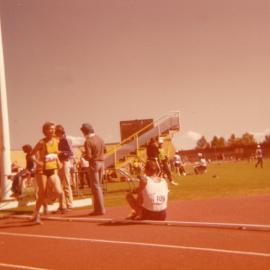 Runner Sue Beisty at athletic track