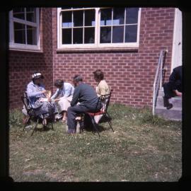 Having lunch, Pensioner's Day, Warners Bay, NSW, 1964