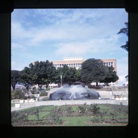 Civic Park looking towards Cultural Centre, Newcastle, NSW, 1967