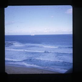 Ship, Pacific Ocean, from Royal Newcastle Hospital, Newcastle, NSW, 1969