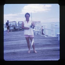 Daphne with her Whiting, Fingal Bay, NSW, 1971